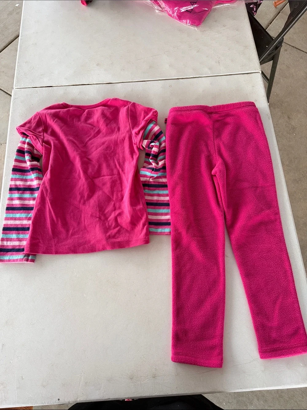 BabyGAP Hot Pink Fleece Two-Piece Set with Striped Sleeves